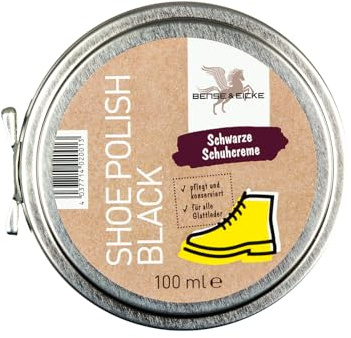 Bense & Eicke Shoe Polish Black - Schwarze Schuhcreme für Glattleder, pflegt, schützt und konserviert Leder, verleiht Schuhen und Stiefeln gepflegten Glanz, 100 ml