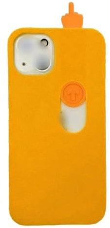 3D Printed Middle Sliding Finger Sliding Phone Case,3D Printed Sliding Middle Finger Phone Case Toy,Funny Spoof Phone Case,Creative Friendly Gesture Case Toy Model for iPhone (14,Orange)