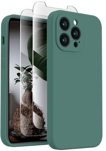 XXDD Designed for iPhone 11 Pro Max Case,[Straight Edge][Camera Protection] Silicone Phone Case with [2X Screen Protectors],Soft Anti-Scratch Microfiber Lining, 6.5 inch, Midnight Green