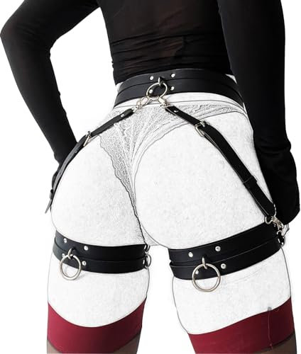 WENTPOL Damen sexy punk leder körper harness Taille Bein käfigbetten Geschirr leder strumpfband damen Harness Leder Gothic Strumpfband Gürte Taille Bein käfigbetten Sexy Körper Geschirr