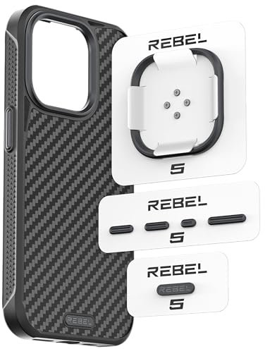 Rebel GEN6/GEN5 Metallkomponenten-Upgrade-Kit [CNC-Aluminium, vollständiges Set] Objektivring, komplette Tasten und Logo-Pack für iPhone 16 Pro Max/16 Pro/15 Pro Max/15 Pro/14 Pro Max FLEX/GEN-6/5