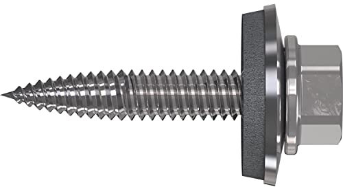 Refabo Dünnblechschrauben RP-T2 Plus Blechschrauben 6,0x38 mit Sechskantkopf und E16 Dichtung, Bi-Metall A2, Stahl verzinkt- 100 Stück