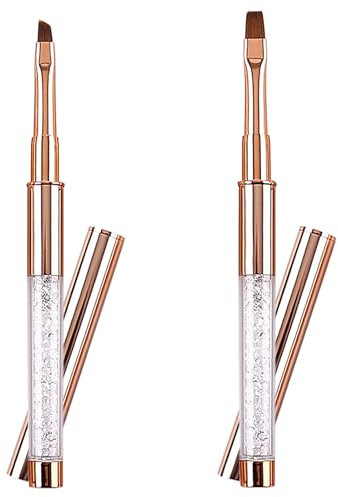 Acrylic Nail Brush 2Pcs Acrylic Brush with Rhinestone Handle Manicure Drill Drawing Nails Brush Pen for Acrylic Powder & Acrylic Monomer Liquid Nail Extension & Carving,Nail Clean Up Brushes