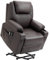 HOMCOM Fernsehsessel mit Aufstehhilfe Elektrisch, Relaxsessel mit Massagefunktion, Liegefunktion, Ruhesessel mit Becherhalter, Fernbedienung und Seitentasche, Braun