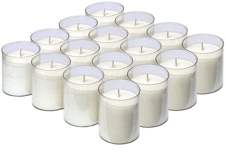 Horeca Candles - Candele Tealight Bianche - Set da 16 Candeline Non Profumate - Lunga Durata di 24 Ore - Cera - Lumini per Matrimonio, Decorazione, Gastronomia