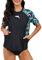 Halcurt UV Shirt Damen mit BH und Tasche Badeshirt Kurzarm UPF 50+ Rash Guard UV Schutz Schwimmshirt Schnell Trocknender Schwimmen Bademode L