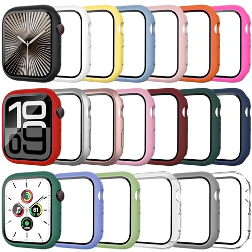Tiorecime Lot de 20 coques pour Apple Watch Series 11/10 42 mm avec protection d'écran en verre trempé, coque de protection en PC dur antichoc, protection complète antichoc compatible avec iWatch S11