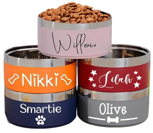 Gamelle Personnalisée en Acier Inoxydable, Nom De Chien Personnalisé, Gamelle en Acier Inoxydable Antidérapante Et Isolée, Cadeau pour Animaux De Compagnie, Facile À Nettoyer