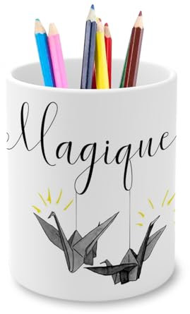 Fabulous Ceramic Pencil Pot - Magical Origami Geese Hanging Bird Drawing - 325 ml
