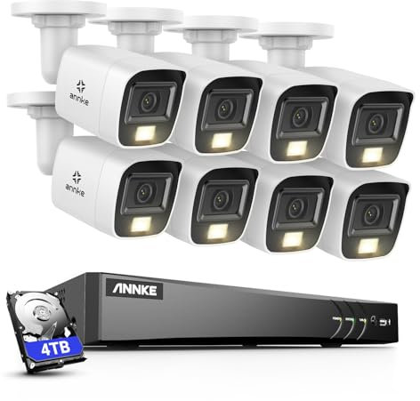 ANNKE 8MP CCTV Camera Systems, 4K 8 Channel H.265+ DVR with 4TB Security Hard Drive, 8 × 8MP Security Bullet Camera Outdoor, Smart Human/Vehicle Detection, Night Vision