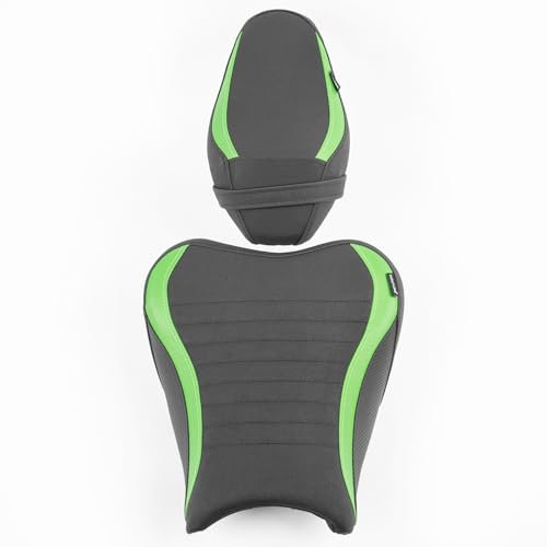 Motorrad Leder Hinten Beifahrer Vorne Fahrer Sitz Sozius Sitzkissen Sitzbezug Sitzbank Kompatibel mit Z900 Z 900 2017 2018 2019 2020 2021 2022 2023 2024, Grün
