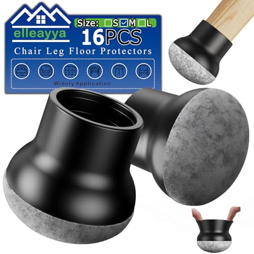 Chair Leg Floor Protectors - Fits Straight & Splayed Legs (Round Ø18-23mm / Square W15-20mm) - Prevent Scratches & Reduce Noise(16PCS M)
