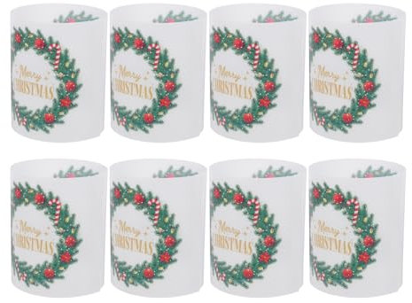 Alipis 8stücke Weihnachtliche Kerzenhüllen Teilig Aus Kunststoff Stabiler Zylinder- Für Stimmungsvolle Festlichkeiten Winddicht Für Romantische Tischdekorationen