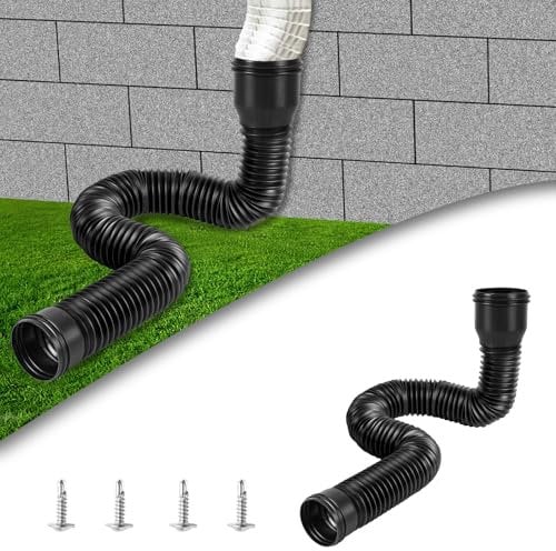 Flexibles Abflussrohr Dachrinne, Regenrinne Fallrohr Flexibel, Fallrohrverlängerungen Flexibel Rund für Fallrohr 80/100mm, Dachrinne Flexible Fallrohr Verlängerung von 47 Bis 150 cm (1 Stück)