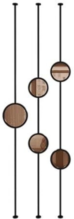 GRRICEPL Küche Wohnzimmer Raumteiler Indoor Metall-Bildschirm-Panel, Dekorative Partition Bildschirm, Floor Standing Partition Post Eisenrahmen, Mit Gehärtetem Glas(Black-B,3 PCS/1.8 m)