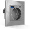 CNBINGO Schuko Steckdose mit USB A und Typ C Port, Einzel Wandsteckdose Unterputz, 16Amp Glas Steckdosen, Grau