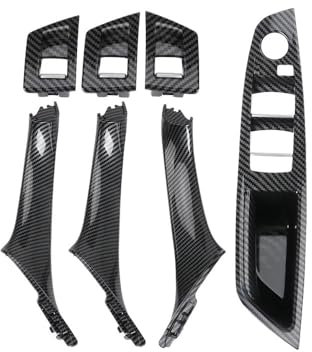 Car Interior Door Handle Carbon Fiber LHD Car Interior Door Handle Inner Panel Pull Trim Cover For BMW 5 Series F10 F11 520d 525d 530d 535i 2010-2017(RHD Carbon)