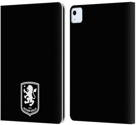 Head Case Designs sous Licence Officielle Aston Villa Football Club Noir Designs de Blason 2024 Coque en Cuir à Portefeuille Compatible avec Apple iPad Air 11 2020/2022/2024