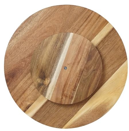 DIVCHI Wooden Lazy Susan Acacia Turntable Rotating Serving Tray Round Turntable Food Platter & Centerpiece for Dining Table Kitchen & Parties