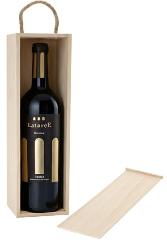 Latarce | Vino Tinto Barrica D.O. Toro 100% Tinta de Toro | 9 Meses Roble Francés y Americano | Botella 75cl Caja de Madera | Ideal para Regalo