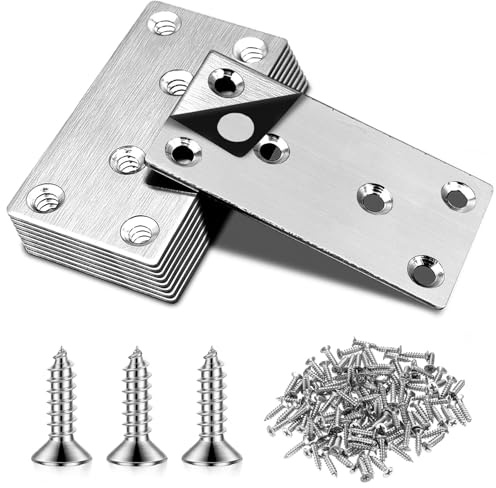 9 Pcs Flat Brackets for Wood, 80x40mm Heavy Duty Flat Joining Plates | 54 M4 x 16mm Screws, Metal Brackets for Wood Fixing, Timber Furniture Fence Repair Connector
