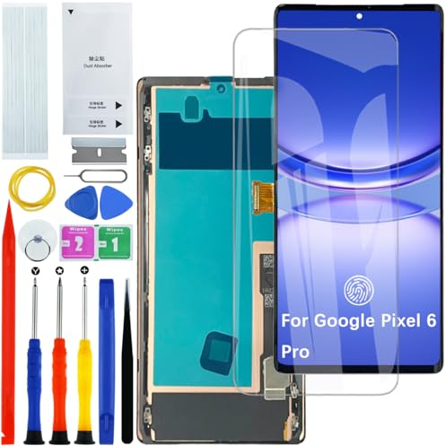 Display Bildschirm für Google Pixel 6a GX7AS GB62Z OLED mit Halterung | mit Fingerabdruck，mit Reparatur Kit，OLED，HD+ Display，Bildschirm Ersetzen,für Model:G1AZG GB17L