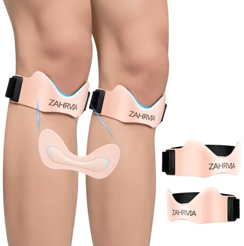ZAHRVIA Rodillera Rotuliana 2 Unidades, Cinta Rotuliana Rodilla Ajustable - Rodilleras Menisco y Ligamento para Deporte, Running, Fútbol - Rodillera Unisex para Hombre y Mujer (Rosa)