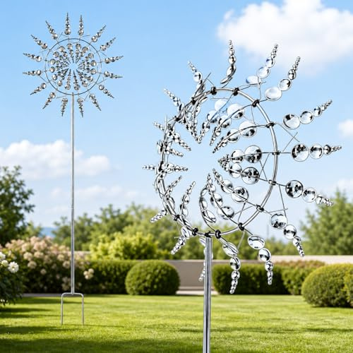 360° Metall Magische Windmühle 30cm, Einzigartige & Magische, Silber