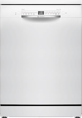 Bosch SMS2HVW03F Série 2 - Lave-vaisselle, pose-libre, Tiroir à couverts | 60 cm, Blanc, Panier Rackmatic, Silence à la demande, Option Séchage Extra