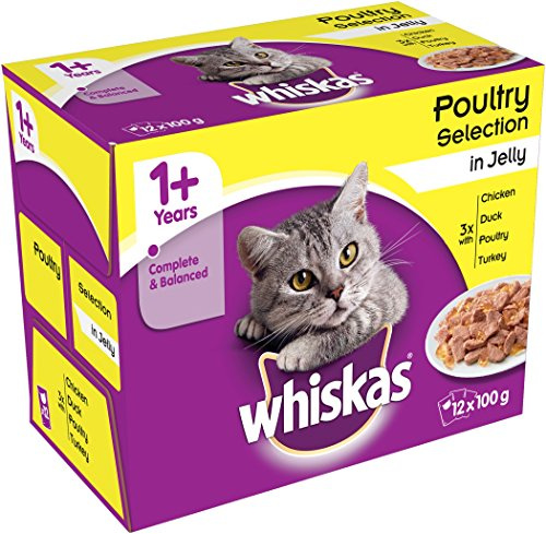 Whiskas Poultry Selection in Jelly 12 x 100 g (Pack of 4, Total 48 Pouches)