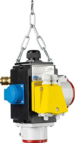 as - Schwabe MIXO Energiewürfel - Hängeverteiler - 1 CEE Steckdose (400V/32A/5-polig) und (400V/16A/5-polig), 1 Schutzkontaktsteckdose (230V/16A)- Druckluftanschluss und Datenanschluss - IP44, 60781
