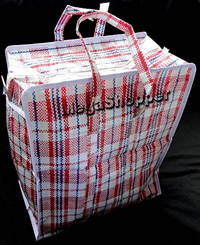 10 x Small Plastic Shopper Shopping Storage Laundry Bags with Zip 34cm x 40cm x 18cm