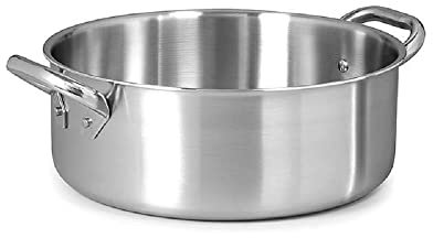 Pentole Agnelli ALIX106ALIN36 Casseruola Bassa con 2 Maniglie in acciaio, Trilaminato Alluminio-Acciaio per induzione, 36 cm