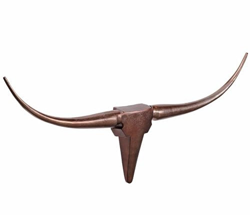 FineBuy Deko Geweih Bull M FB37860 Bronze 100 cm Aluminium Design Hörner, Wanddekoration Stierkopf Horn Modern, Wandskulptur Geweih-Jagdtrophäe Metall, Longhorn Wandschmuck Groß