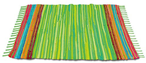 Bestlivings Flickenteppich 120 x 180 cm aus handgewebter Baumwolle in Hellgrün - Limettengrün, viele Variationen