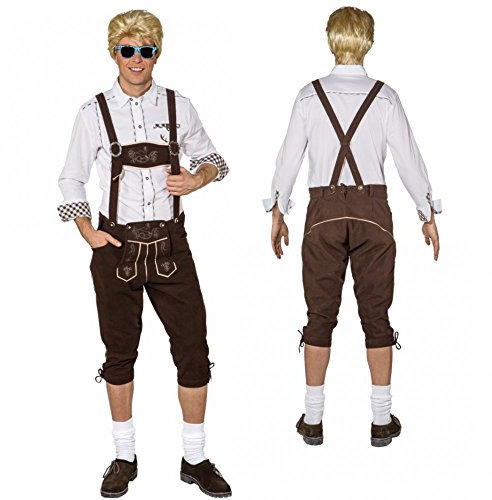ORLOB KARNEVAL GmbH Oktoberfest-Hose braun Latzhose in Lederoptik für Herren Größe 50