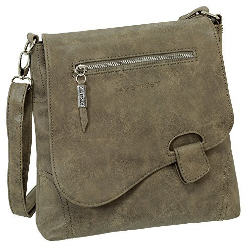 Geschenkset - Handtasche Schultertasche Umhängetasche Wildleder-Imitat Used Look mit Riegelverschluss Farbe braun
