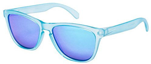 Ciffre EL-Sunprotect® Sonnenbrille Polarisierte Linsen Retro Vintage Style Nerd Look Stil Unisex Brille - Türkis Blau Verspiegelt