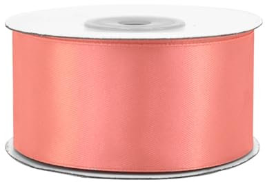 Satinband 38mm x 25m Rolle - FARBAUSWAHL in 3/6/12/18/25/38/50/75/100mm - farbecht & waschbar - Schleifenband für Hochzeit - Geschenkband zum Verpacken Dekorieren Basteln - Koralle 238