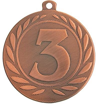 pokalspezialist 10 Stück Bronze Medaille ARNAR mit Zahl 1 2 3 50 mm Stahl