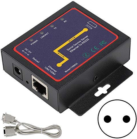 Kafuty Adaptador RJ45 a RS232 - Plug-in de Servidor Serie único Gigabit Ethernet RS-232/485/422 a convertidor TCP/IP 100-240V(UE)