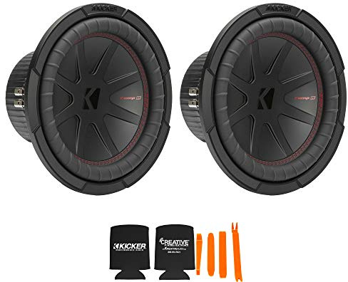 KICKER Woofer Comp R de 10 pulgadas incluye dos paquetes virtuales 48CWR102 de 2 ohmios