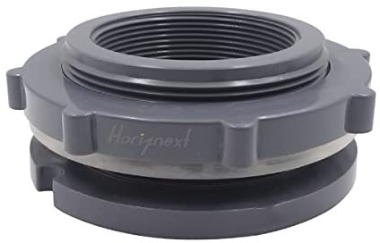 Horiznext Raccord de cloison en PVC NPT1-1/2, connecteur de tuyau en plastique pour baril de pluie, adaptateur de tuyau d'arrosage, kit de robinet, réservoir d'eau, seau de vidange (1 pièce)