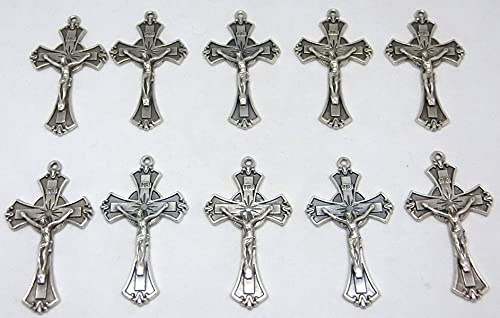 GTBITALY 10.517.30 Kreuz mit Christus Jesu Inri für Rosenkranz aus galvanisiertem Silber für 10 Stück Größe 4,5 cm