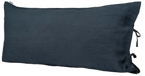 beties Leinen Kissenbezug ca. 40x80 cm 100% Leinen Stone-Washed Kopfkissenbezug mit Hotelverschluss (tiefsee-blau)