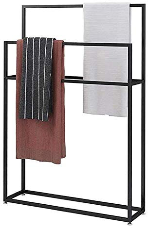 HODERDS Handtuchhalter, Freistehender Handtuchhalter Für Den Außenbereich, Badezimmer-Garderobe Für Pool, Küche, Schlafzimmer, Korridor/Black/65X20X110Cm