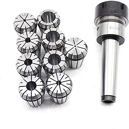 Spannzangenfutter M12 MK3 ER32 + ER32 Satz 9Stk MT3 ER32 CNC Morse Taper Metric M12 Collet Chuck Holder Milling Lathe Spannzangen 2-20mm für Fräser