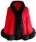 ZLYC Damen Winter Kunstpelz Poncho Cape Strick Schal Stola Warm Cardigan(Schwarze Ordnung Rot)