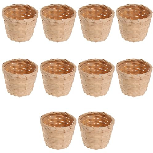 Cabilock 10pcs Paniers De Rangement TisséS en SynthéTique, Corbeilles De Fruits Et Fleurs Artificielles, Style Rural, Khaki, 9x9x7.5cm, IdéAl pour DéCoration De Maison Et