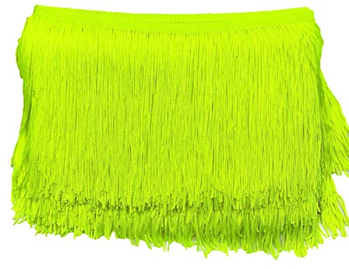 15cm x 3m Fransenborte Fransenbordüre Fransenband Dekoband Tanzfransen Schnittfranse Seide Quaste Fransen-Borten Bänder zum Nähen,DIY Basteln,Kleidung Dessous Kostüme Vorhänge Dekoration,Hellgrün